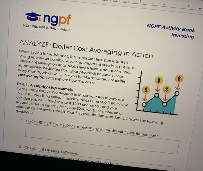 Analyze dollar cost averaging in action answer key