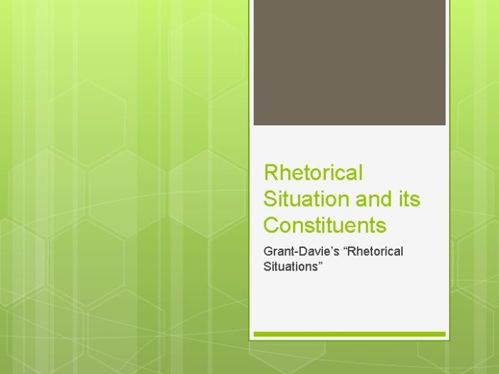 Rhetorical situations and their constituents summary