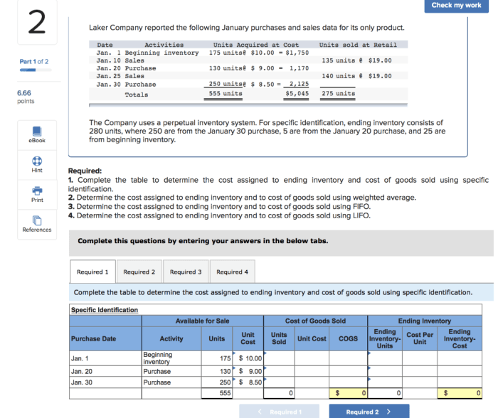 Laker company reported the following january