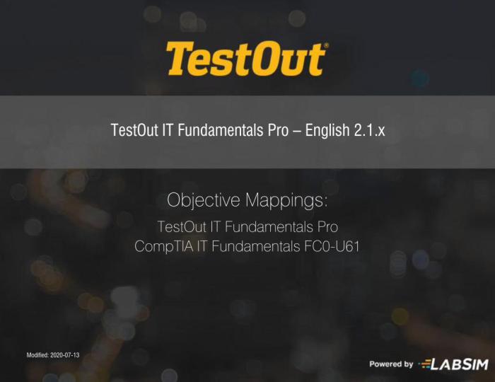 Testout it fundamentals pro certification exam